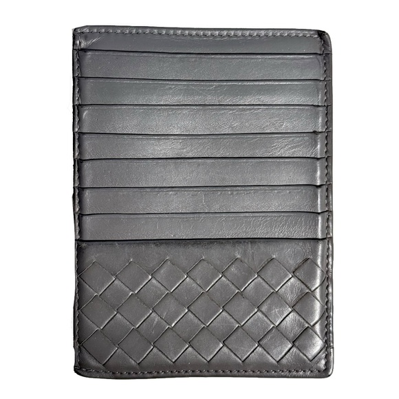 Bottega Veneta Grey Intrecciato Leather Zip Card Holder - Picture 1 of 7